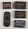 Four leather wrapped advertising match vesta safes