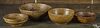 Four small New England burl bowls