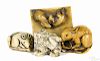 Four Japanese carved ivory animal netsukes, 19th
