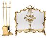 * Two Rococo Style Brass Firescreens Height of taller screen 29 1/2 inches.