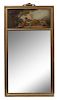* A French Painted and Parcel Gilt Trumeau Mirror Height 58 x width 29 inches.