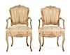 * A Pair of Louis XV Style Painted Fauteuils Height 34 1/2 inches.