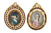 * Two Continental Portrait Miniatures Each 3 1/2 x 2 1/2 inches.