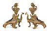 A Pair of Rococo Style Gilt Bronze Chenets