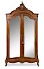 * A Louis XV Style Walnut Armoire Height 100 1/2 x width 51 x depth 19 inches.