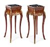 * A Pair of Louis XV Style Gilt Metal Mounted Kingwood Side Tables Height 31 3/8 inches.