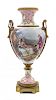 A Sevres Gilt Bronze Mounted Porcelain Urn Height 25 1/4 inches.