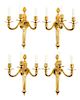 * A Set of Four Louis XVI Style Gilt Bronze Sconces Height 21 inches.