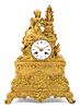 * A French Gilt Metal Figural Mantel Clock Height 14 1/2 inches.