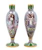 A Pair of French Enameled Copper Vases Height 6 inches.
