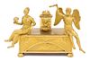 An Empire Gilt Bronze Figural Music Box Width 13 3/8 inches.