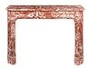 * A French Rouge Marble Mantel Height 41 x width 61 1/4 x depth 16 inches.
