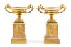 * A Pair of Neoclassical Gilt Bronze and Marble Compotes Height 15 1/4 inches.