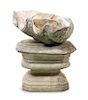 * A Cast Stone Model of a Giant Clam Shell and an Associated Pedestal Height overall 31 3/4 inches.