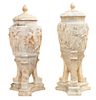 A Pair of Italian Neoclassical Marble Urns Height 28 inches.