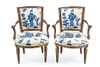 A Pair of Italian Painted Armchairs Height 33 1/2 inches.