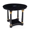 A Biedermeier Style Painted and Gilt Center Table Height 30 x diameter of top 37 inches.