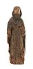 A Carved Wood Figure of a Saint Height 28 3/4 inches.