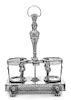 * A French Silver Cruet Stand, Ambroise Mignerot, Paris, First Half 19th Century, the caryatid stem with a fruit basket finia