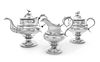 An American Coin Silver Three-Piece Coffee Service, Davis Palmer & Co., Boston, MA, 19th Century, comprising a coffee pot, co