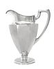 An American Silver Water Pitcher, International Silver Co., Meriden, CT, the paneled tapering body raised on an octagonal foo