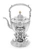 An American Silver Kettle on Lampstand, Wiilliam B. Durgin for Gorham Mfg. Co., Providence, RI, having a blossom-form finial