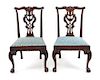A Pair of Chippendale Mahogany Side Chairs Height 37 3/8 inches.