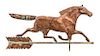 A Molded Copper Horse Weathervane Width 30 1/2 inches.