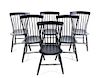 A Set of Six Black Painted Windsor Chairs