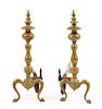 * A Pair of American Brass Andirons