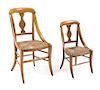 Two Rustic Rush Seat Child's Chairs Height of taller 28 inches.