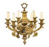 A Bronze Six-Light Chandelier Height 17 inches.