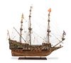 A Wood Model of the Sovereign of the Seas Warship Height 40 x length 39 1/2 inches.