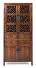 A Chinese Hardwood "Cracked Ice" Cabinet Height 80 5/8 x width 37 1/2 x depth 18 1/4 inches.