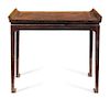 A Chinese Hardwood Altar Table Height 35 7/8 x width 42 x depth 15 1/8 inches.