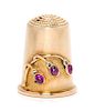 * A Russian Gold Diamond and Ruby Thimble, Maker's Mark of Carl Faberge, St. Petersburg, Late 19th/Early 20th Century, the kn