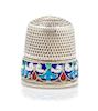 * A Russian Silver and Enamel Thimble, Likely Vasily Andreyev, Moscow, 20th Century, the knurled top and body above a polychr