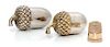 * An American 14-Karat Gold Thimble and Acorn-Form Case, Tiffany & Co., New York, NY, the thimble having a dimpled top and bo