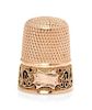 * An American 14-Karat Gold and Enamel Thimble, Simons Bros., Philadelphia, PA, the knurled top and body above a polychrome e