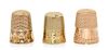* Three American Yellow Gold Thimbles, Various Makers, comprising a 14-karat gold example with engine turned decoration, Cart