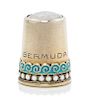 * A Norwegian Silver-Gilt and Enamel Thimble, David Andersen, Oslo, Late 19th/Early 20th Century, the hardstone inset top abo