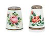 * Two Norwegian Silver and Guilloche Enamel Thimbles, David Andersen, Oslo, 20th Century, each having a lozenge form knurled