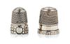 * A Group of English Silver Thimbles, , comprising an example with a floral decorated rim, Joseph Swan and Sons, Birmingham, 