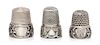 * A Pair of American Silver Grapevine Thimbles, Simons Bros., Philadelphia, PA, each having a knurled top and body above a gr