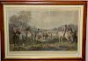 Hand colored engraving  Herrings Fox-Hunting Scenes  The Meet  engraved by J. Harris  sight size 20" x 31 1/4"  Provenance...