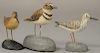 Three Albert J. Ditman (1884-1974) hand carved and painted miniature bird decoys on chip carved bases to include "Kildeer" si