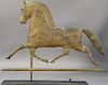 Horse weathervane with zinc head "Black Hawk" on metal stand. 
vane only: ht. 18 1/4in., lg. 26in.