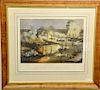 Currier & Ives  hand colored lithograph  "The Splendid Naval Triumph on the Mississippi April 24th 1862"  Destruction of the 
