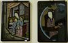 Set of three Chinese School reverse paintings on glass of Guanyin, in hardwood frames. 
25 1/2" x 16 3/4"