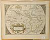Abraham Ortelius (1527-1598) 
double page hand colored engraved map 
Western Hemisphere 
Americae Sive Novi Orbis, Nova Descr